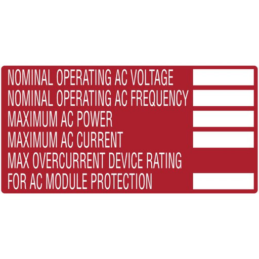 HellermannTyton Solar Label Printable 2017 Code AC Module 4.0 Inch X 2.0 Inch Polyester Red 10 Per Package (596-00855)