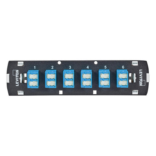 Leviton SDX Shuttered LC Fiber Adapter Plate 12-Fiber OS2 Duplex LC Blue (5F100-S2L)