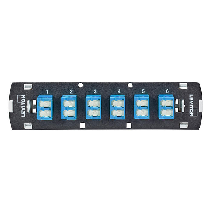 Leviton SDX Shuttered LC Fiber Adapter Plate 12-Fiber OS2 Duplex LC Blue (5F100-S2L)