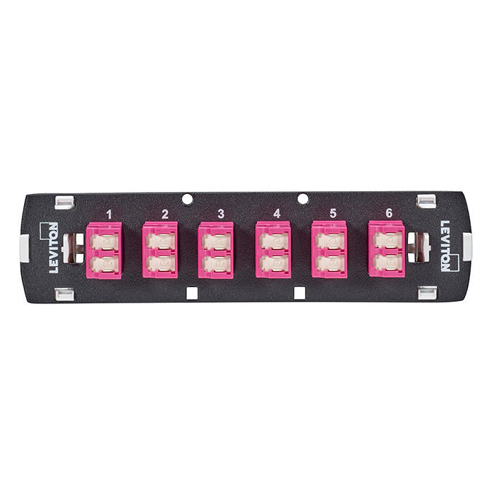 Leviton SDX Shuttered LC Fiber Adapter Plate 12-Fiber OM4 Duplex LC Heather Violet (5F100-S2M)