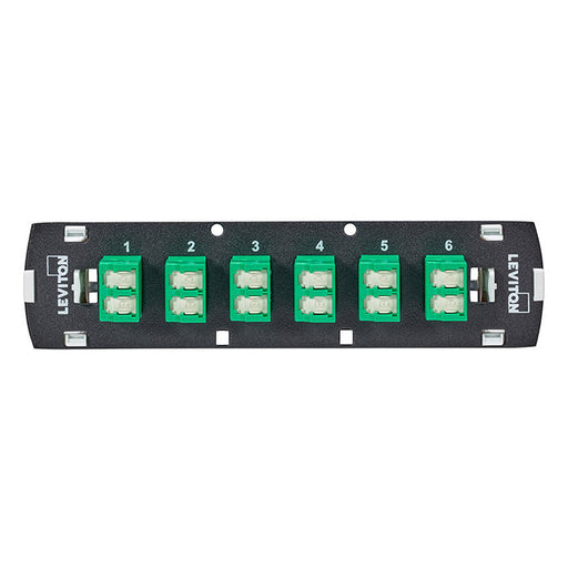 Leviton SDX Shuttered LC Fiber Adapter Plate 12-Fiber OS2 Duplex LC/APC Green (5F100-S2V)