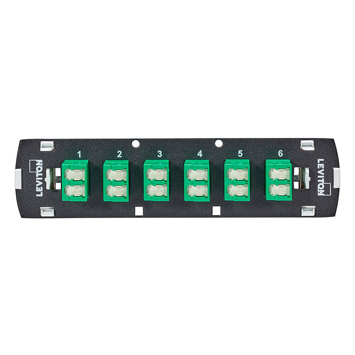 Leviton SDX Shuttered LC Fiber Adapter Plate 12-Fiber OS2 Duplex LC/APC Green (5F100-S2V)