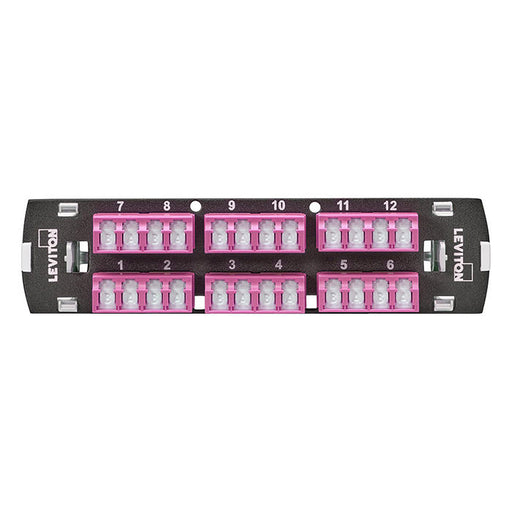 Leviton SDX Shuttered LC Fiber Adapter Plate 24-Fiber OM4 Quad LC Heather Violet (5F100-S4M)