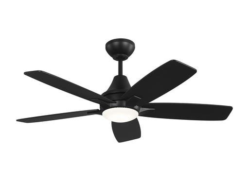 Generation Lighting Lowden 44 LED Ceiling Fan In Midnight Black With Midnight Black / American Walnut Reversible Blades And Light Kit(5LWDR44MBKD)