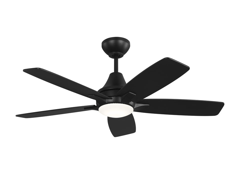 Generation Lighting Lowden 44 LED Ceiling Fan In Midnight Black With Midnight Black / American Walnut Reversible Blades And Light Kit(5LWDR44MBKD)