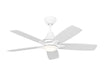 Generation Lighting Lowden 44 LED Ceiling Fan In Matte White With Matte White Blades And Light Kit(5LWDR44RZWD)