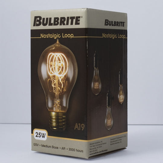 Bulbrite NOS25-VICTOR 25W A19 Nostalgic Loop E26 120V 2200K (132520)