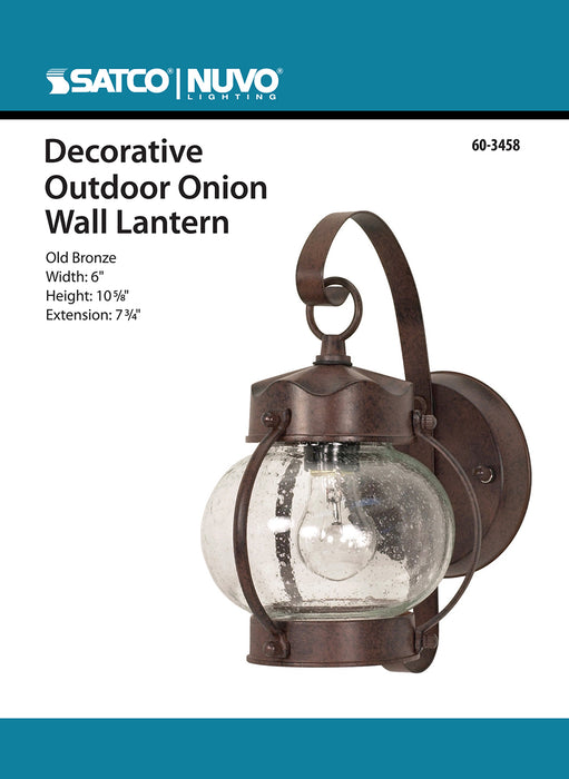SATCO/NUVO 1-Light 10-5/8 Inch Wall Lantern Onion Lantern With Clear Seed Glass Color (60-3458)