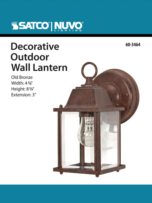 SATCO/NUVO 1-Light 8-5/8 Inch Wall Lantern Cube Lantern With Clear Beveled Glass Color (60-3464)