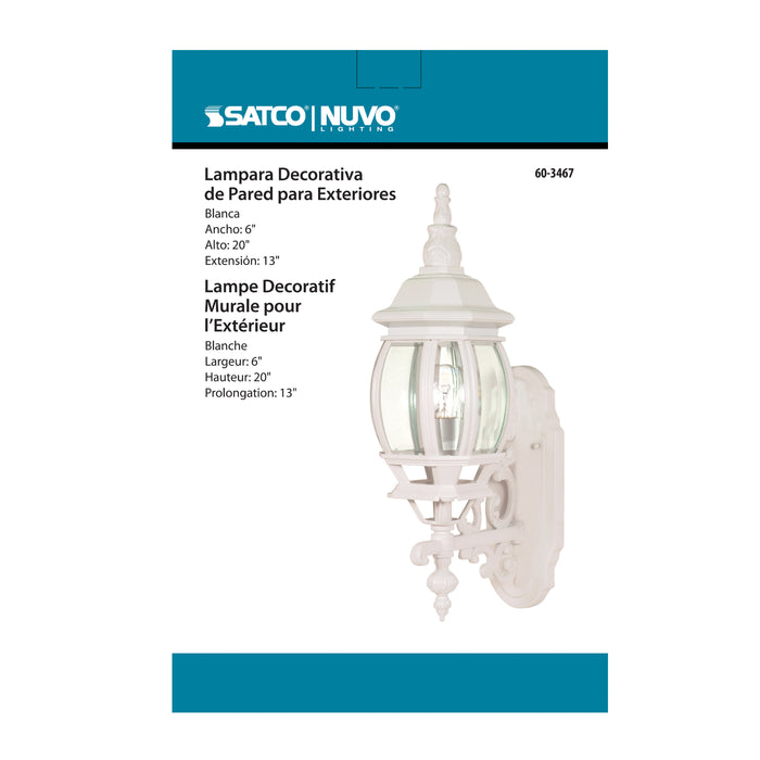 SATCO/NUVO Central Park 1-Light 20 Inch Wall Lantern With Clear Beveled Glass Color (60-3467)