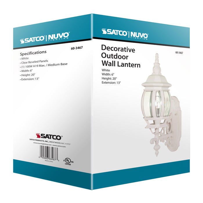 SATCO/NUVO Central Park 1-Light 20 Inch Wall Lantern With Clear Beveled Glass Color (60-3467)