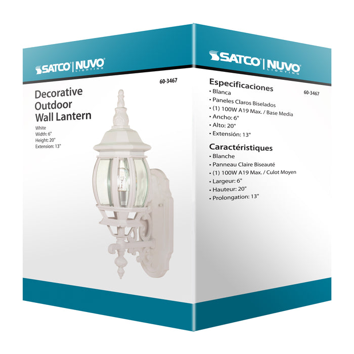 SATCO/NUVO Central Park 1-Light 20 Inch Wall Lantern With Clear Beveled Glass Color (60-3467)