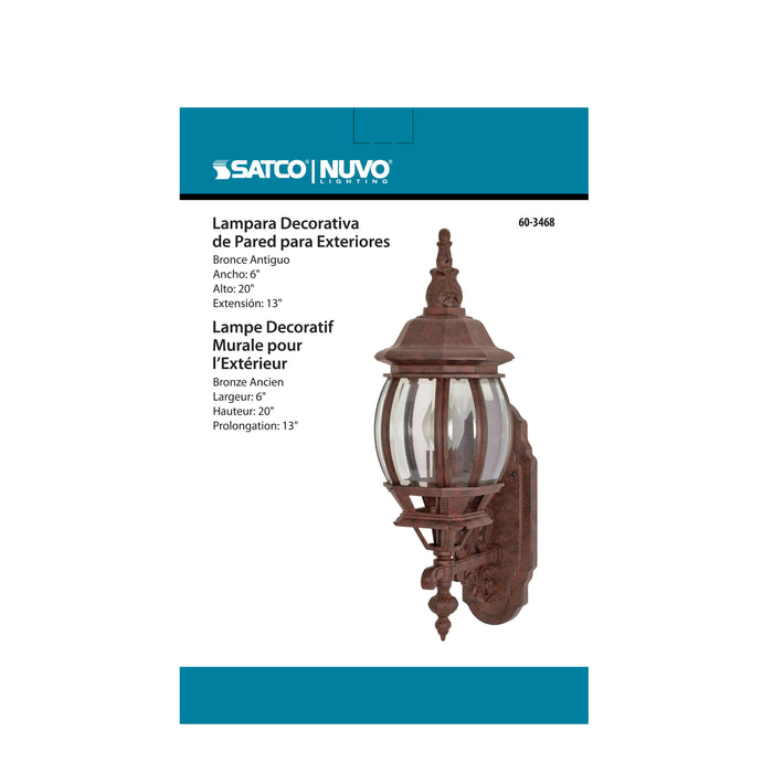 SATCO/NUVO Central Park 1-Light 20 Inch Wall Lantern With Clear Beveled Glass Color (60-3468)