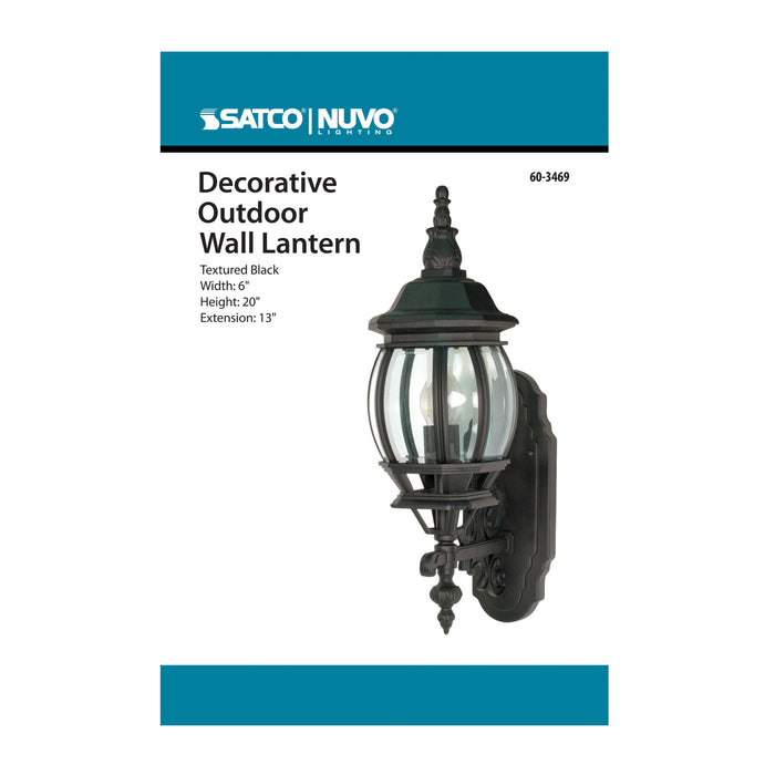 SATCO/NUVO Central Park 1-Light 20 Inch Wall Lantern With Clear Beveled Glass Color (60-3469)