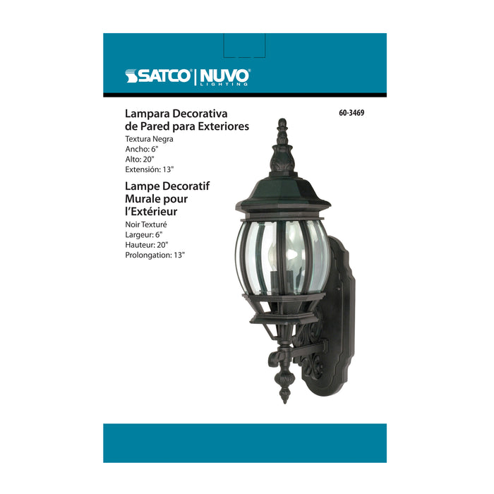 SATCO/NUVO Central Park 1-Light 20 Inch Wall Lantern With Clear Beveled Glass Color (60-3469)