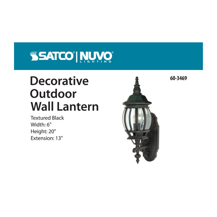 SATCO/NUVO Central Park 1-Light 20 Inch Wall Lantern With Clear Beveled Glass Color (60-3469)
