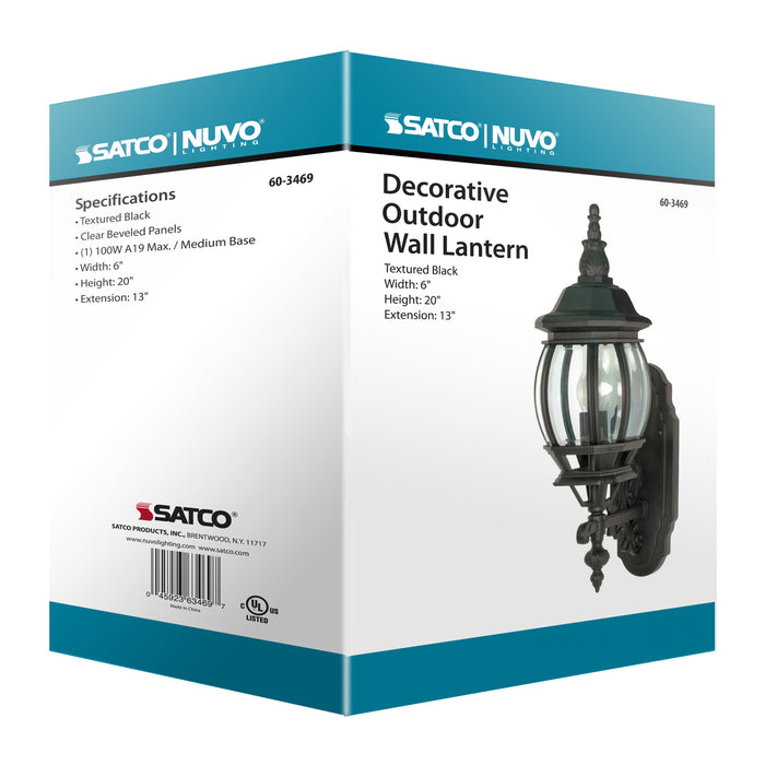 SATCO/NUVO Central Park 1-Light 20 Inch Wall Lantern With Clear Beveled Glass Color (60-3469)