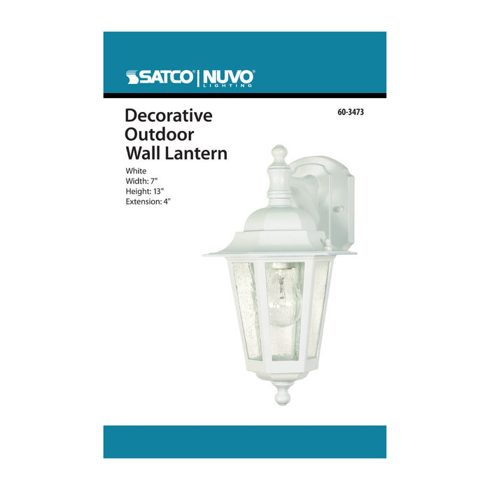SATCO/NUVO Cornerstone 1-Light 13 Inch Wall Lantern Arm Down With Clear Seed Glass Color (60-3473)