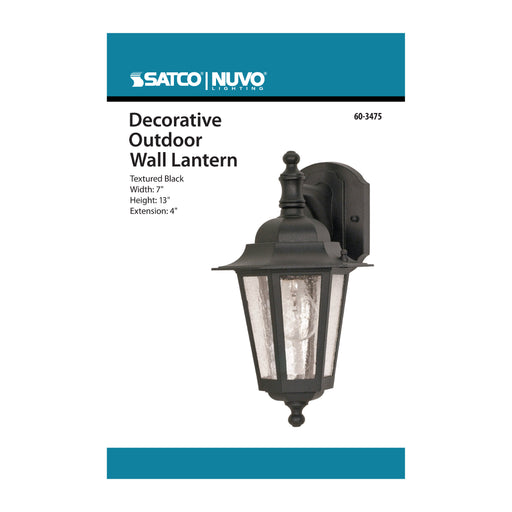 SATCO/NUVO Cornerstone 1-Light 13 Inch Wall Lantern Arm Down With Clear Seed Glass Color (60-3475)