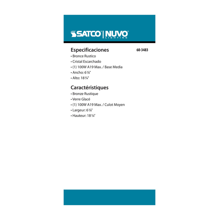 SATCO/NUVO Adams 1-Light 17 Inch Outdoor Post With Frosted Glass Color (60-3483)