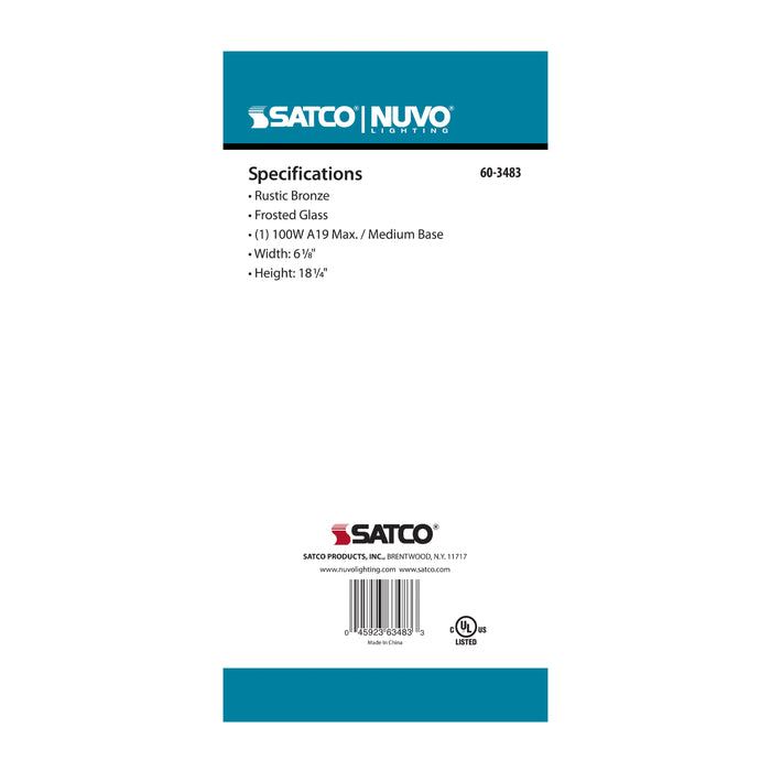 SATCO/NUVO Adams 1-Light 17 Inch Outdoor Post With Frosted Glass Color (60-3483)