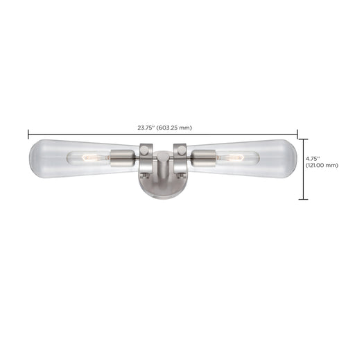 SATCO/NUVO Beaker 2-Light Wall Sconce With Clear Glass Vintage Lamps Included (60-5263)