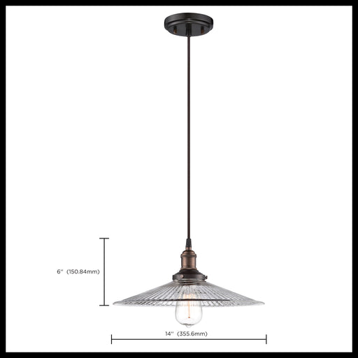 SATCO/NUVO Vintage 1-Light Pendant With Clear Ribbed Glass Vintage Lamp Included (60-5516)