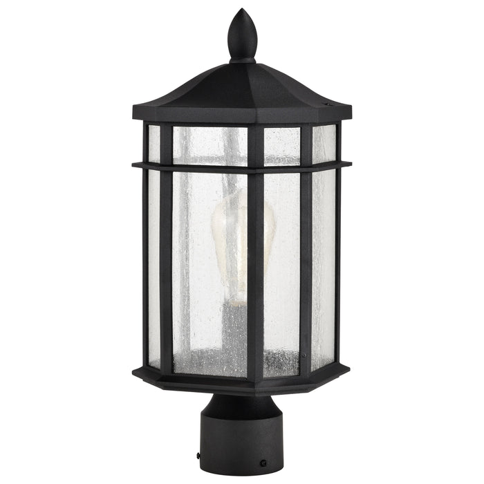 SATCO/NUVO Raiden Outdoor Post Lantern 1 Light Matte Black Finish Clear Seeded Glass (60-5758)