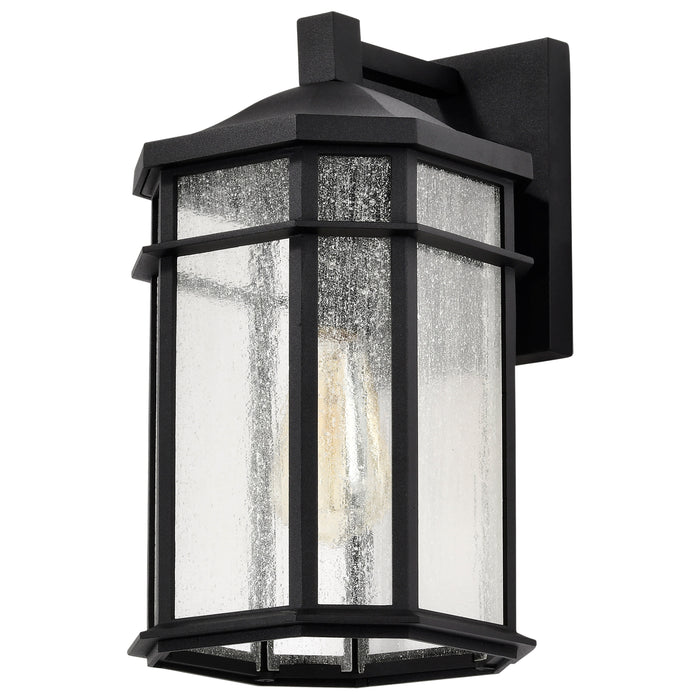 SATCO/NUVO Raiden Outdoor Small Wall Lantern 1 Light Matte Black Clear Seeded Glass (60-5760)