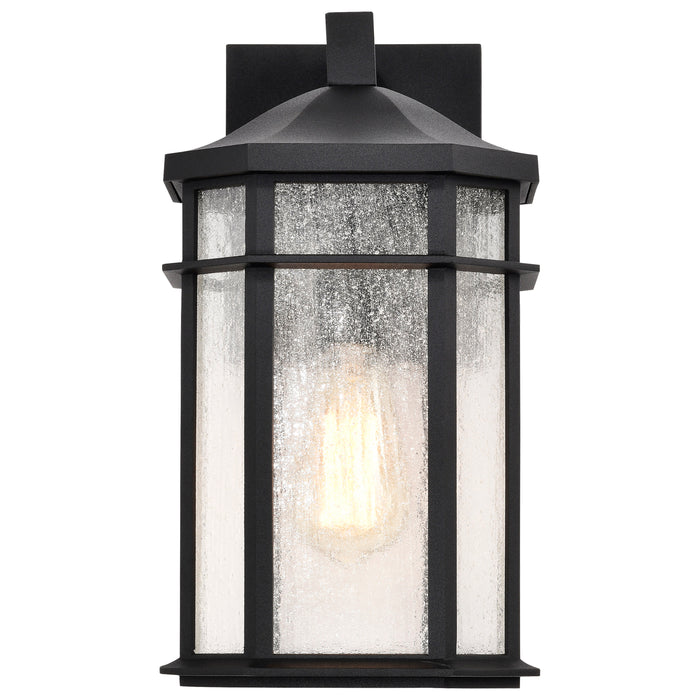 SATCO/NUVO Raiden Outdoor Small Wall Lantern 1 Light Matte Black Clear Seeded Glass (60-5760)