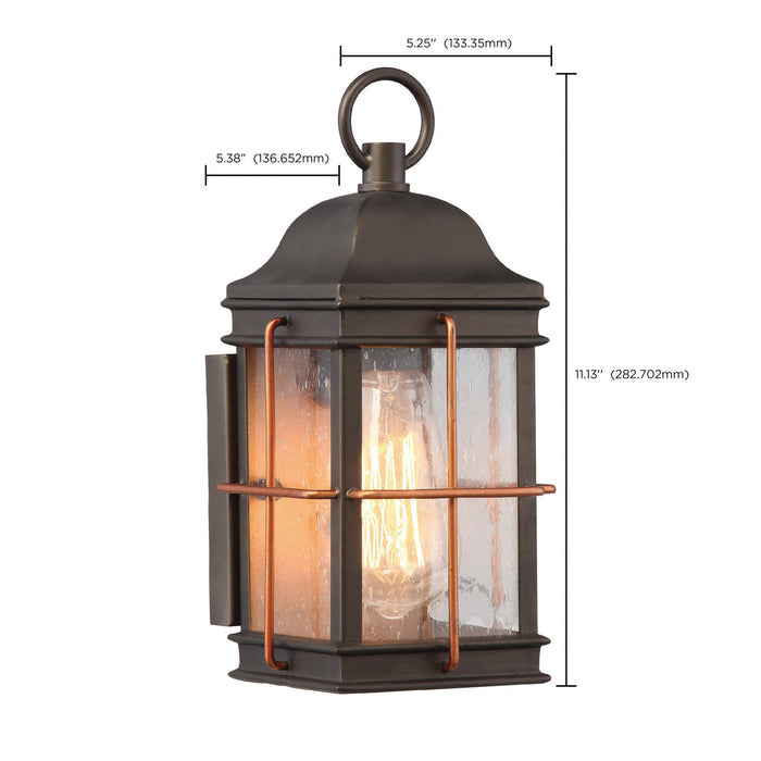 SATCO/NUVO Howell 1-Light Small Outdoor Wall Fixture With 60W Vintage Lamp Included Bronze With Copper Accents Finish (60-5831)
