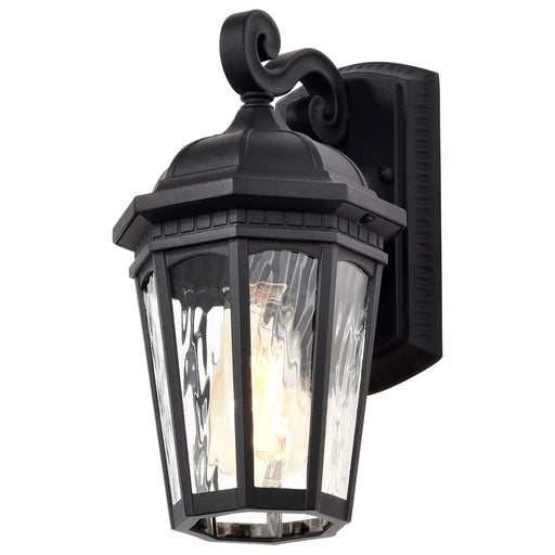 SATCO/NUVO East River Outdoor Small Wall Lantern 1 Light Matte Black Finish Clear Water Glass (60-5945)