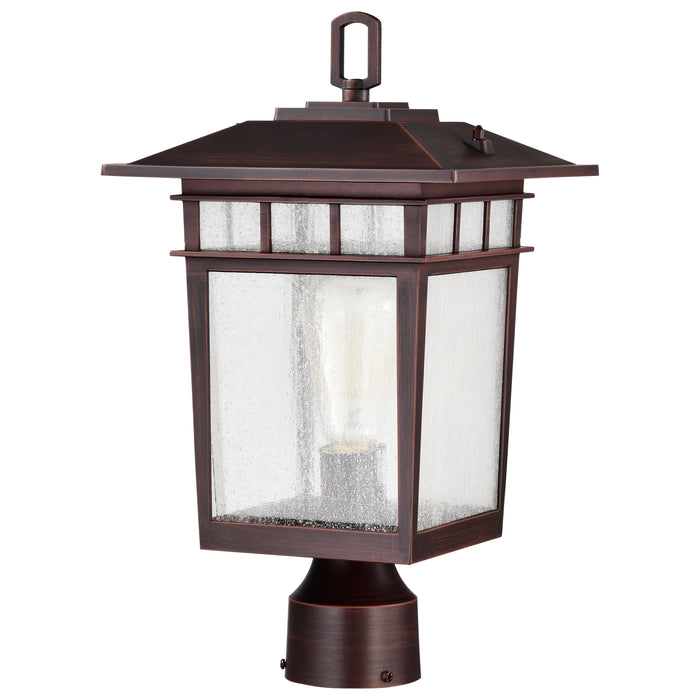 SATCO/NUVO Cove Neck Outdoor Large Post Lantern 1 Light Rustic Bronze Finish Clear Seeded Glass (60-5952)