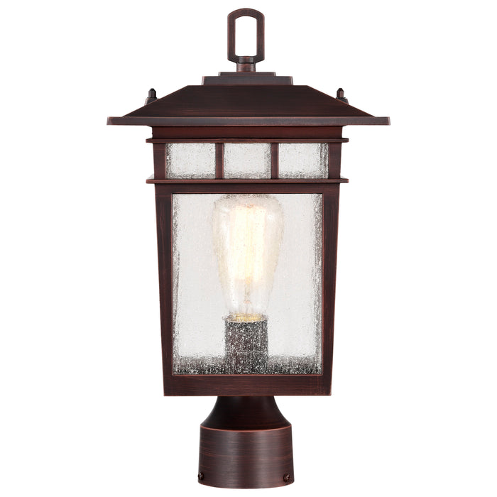 SATCO/NUVO Cove Neck Outdoor Large Post Lantern 1 Light Rustic Bronze Finish Clear Seeded Glass (60-5952)