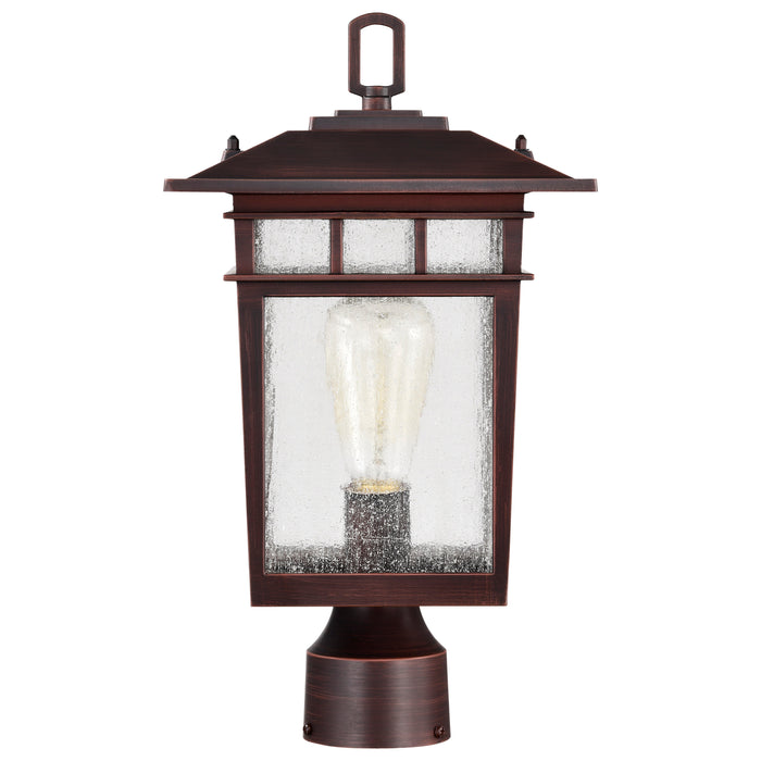 SATCO/NUVO Cove Neck Outdoor Large Post Lantern 1 Light Rustic Bronze Finish Clear Seeded Glass (60-5952)