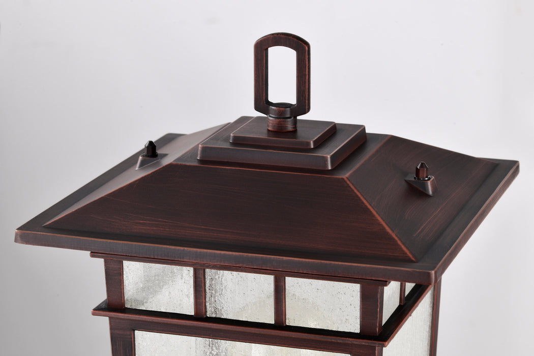 SATCO/NUVO Cove Neck Outdoor Large Post Lantern 1 Light Rustic Bronze Finish Clear Seeded Glass (60-5952)