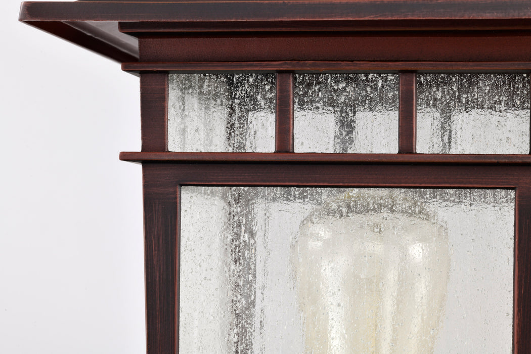 SATCO/NUVO Cove Neck Outdoor Large Post Lantern 1 Light Rustic Bronze Finish Clear Seeded Glass (60-5952)