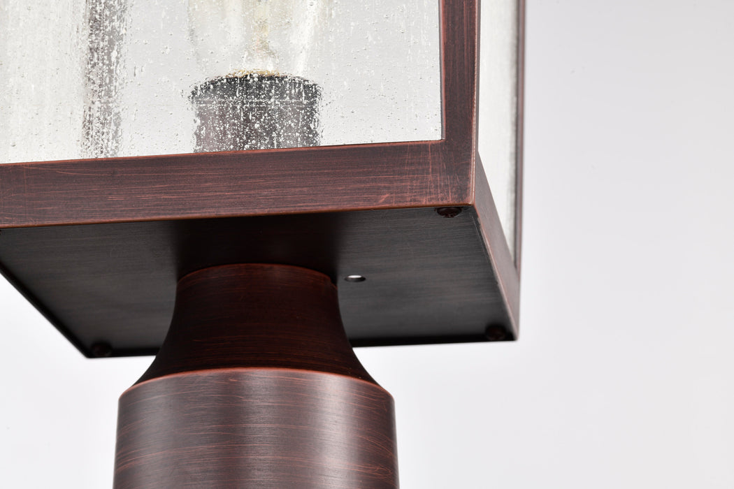 SATCO/NUVO Cove Neck Outdoor Large Post Lantern 1 Light Rustic Bronze Finish Clear Seeded Glass (60-5952)