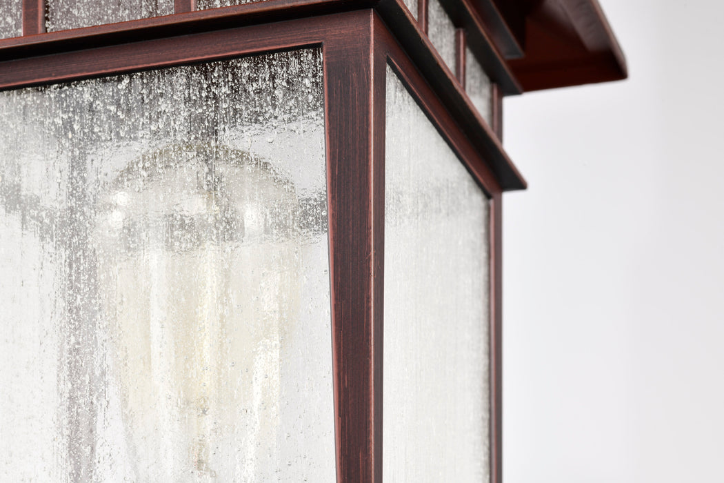 SATCO/NUVO Cove Neck Outdoor Large Post Lantern 1 Light Rustic Bronze Finish Clear Seeded Glass (60-5952)