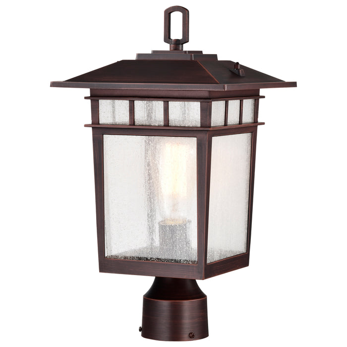 SATCO/NUVO Cove Neck Outdoor Large Post Lantern 1 Light Rustic Bronze Finish Clear Seeded Glass (60-5952)