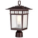 SATCO/NUVO Cove Neck Outdoor Large Post Lantern 1 Light Rustic Bronze Finish Clear Seeded Glass (60-5952)