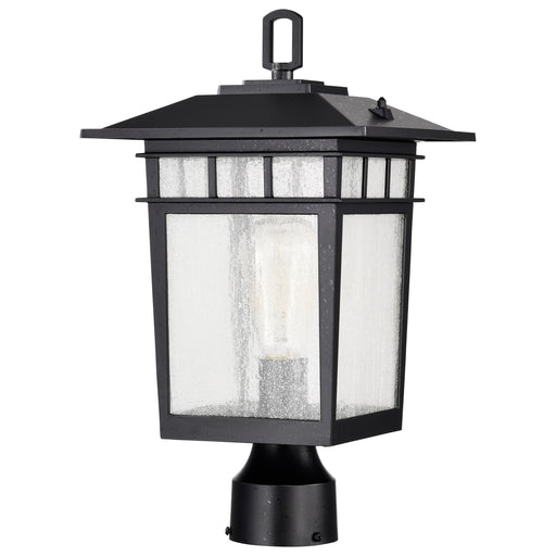 SATCO/NUVO Cove Neck Outdoor Large Post Lantern 1 Light Textured Black Finish Clear Seeded Glass (60-5953)