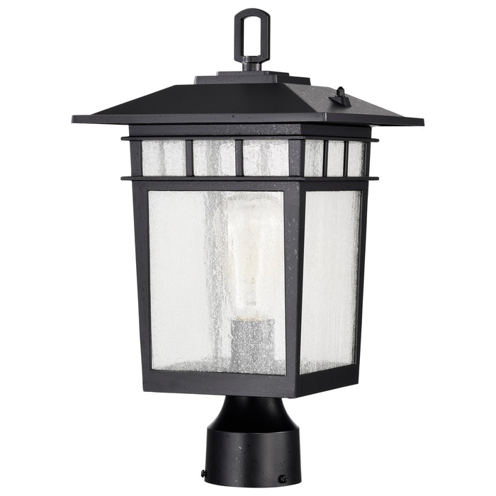 SATCO/NUVO Cove Neck Outdoor Large Post Lantern 1 Light Textured Black Finish Clear Seeded Glass (60-5953)