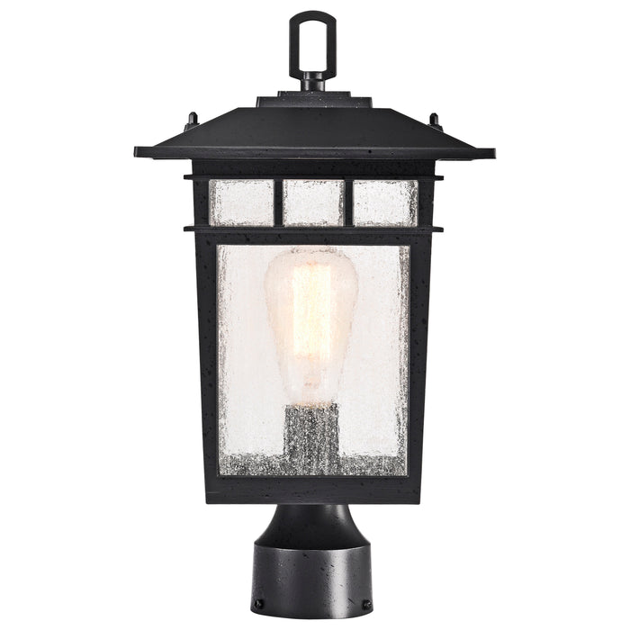 SATCO/NUVO Cove Neck Outdoor Large Post Lantern 1 Light Textured Black Finish Clear Seeded Glass (60-5953)