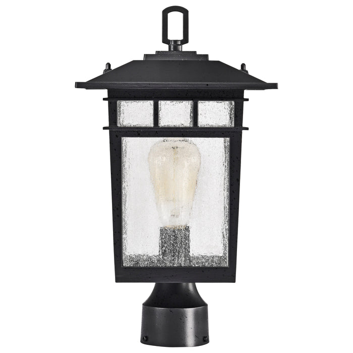 SATCO/NUVO Cove Neck Outdoor Large Post Lantern 1 Light Textured Black Finish Clear Seeded Glass (60-5953)