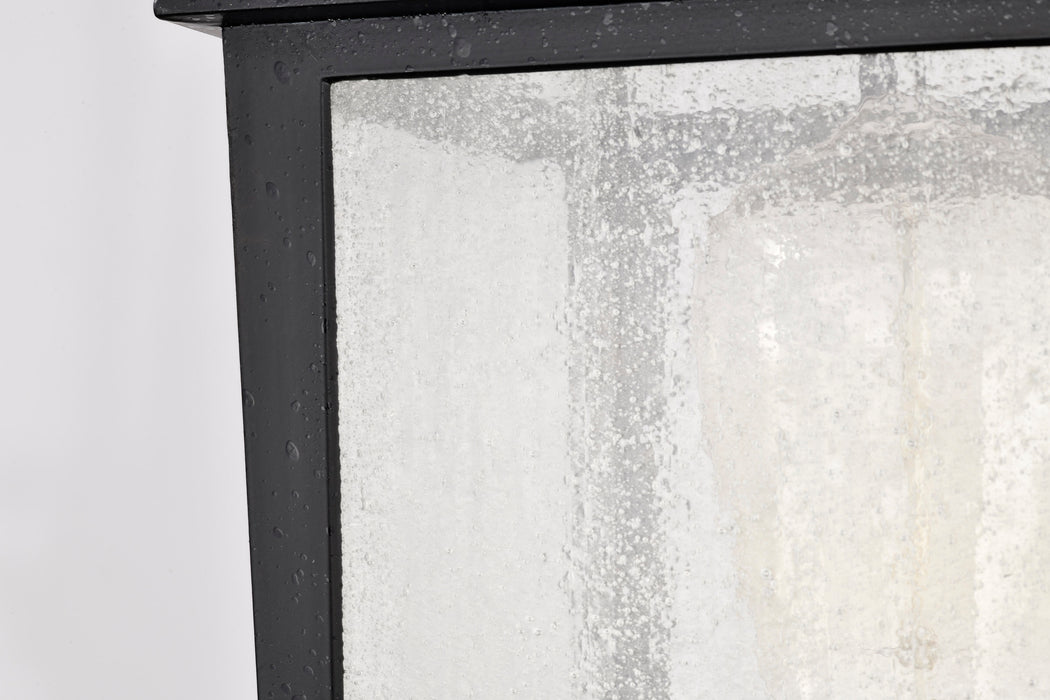 SATCO/NUVO Cove Neck Outdoor Large Post Lantern 1 Light Textured Black Finish Clear Seeded Glass (60-5953)