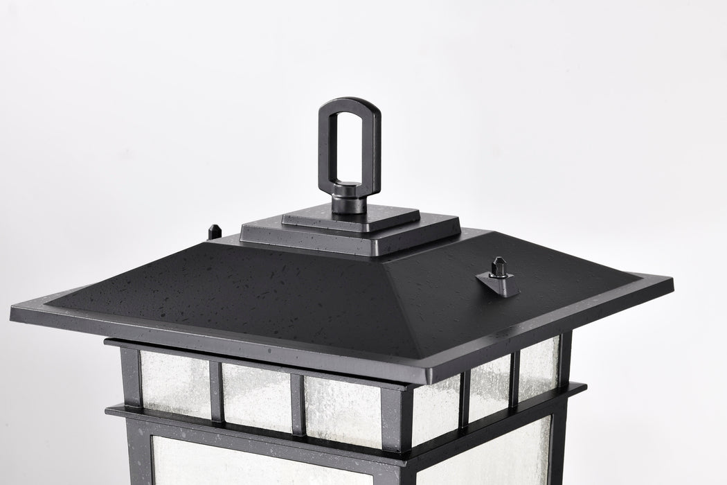 SATCO/NUVO Cove Neck Outdoor Large Post Lantern 1 Light Textured Black Finish Clear Seeded Glass (60-5953)