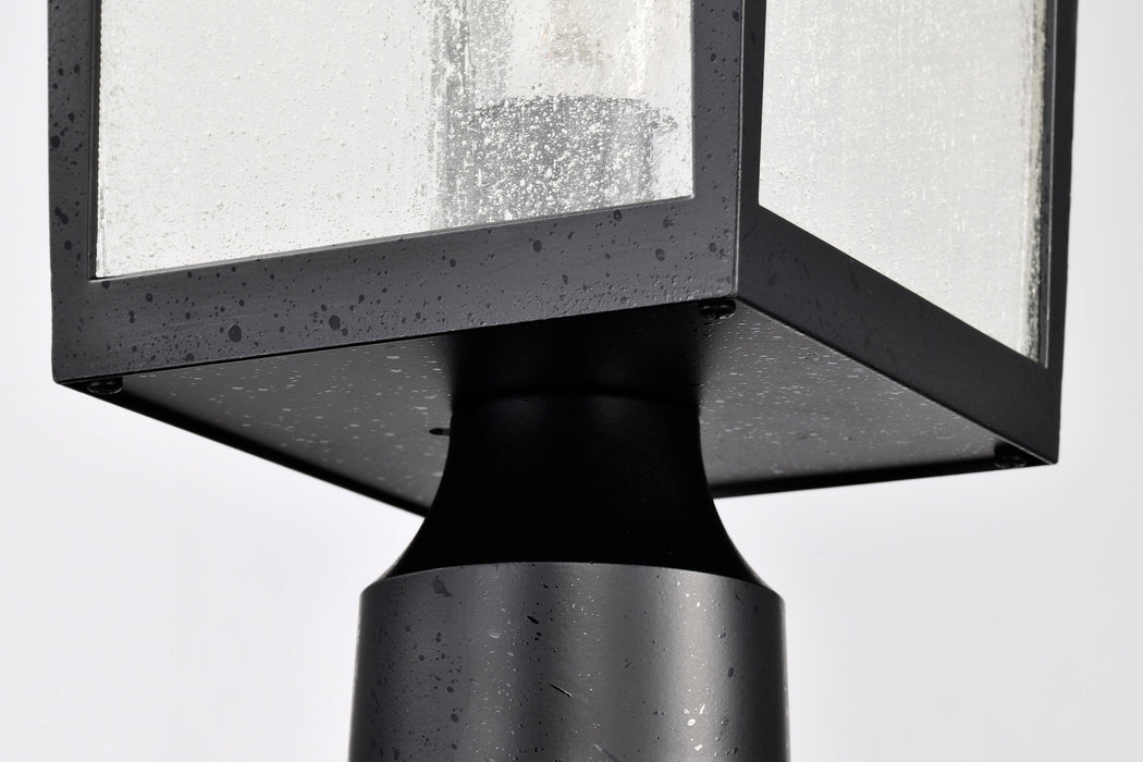 SATCO/NUVO Cove Neck Outdoor Large Post Lantern 1 Light Textured Black Finish Clear Seeded Glass (60-5953)