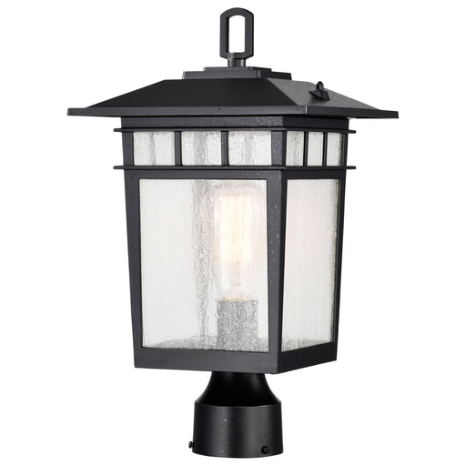 SATCO/NUVO Cove Neck Outdoor Large Post Lantern 1 Light Textured Black Finish Clear Seeded Glass (60-5953)