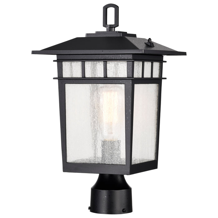 SATCO/NUVO Cove Neck Outdoor Large Post Lantern 1 Light Textured Black Finish Clear Seeded Glass (60-5953)